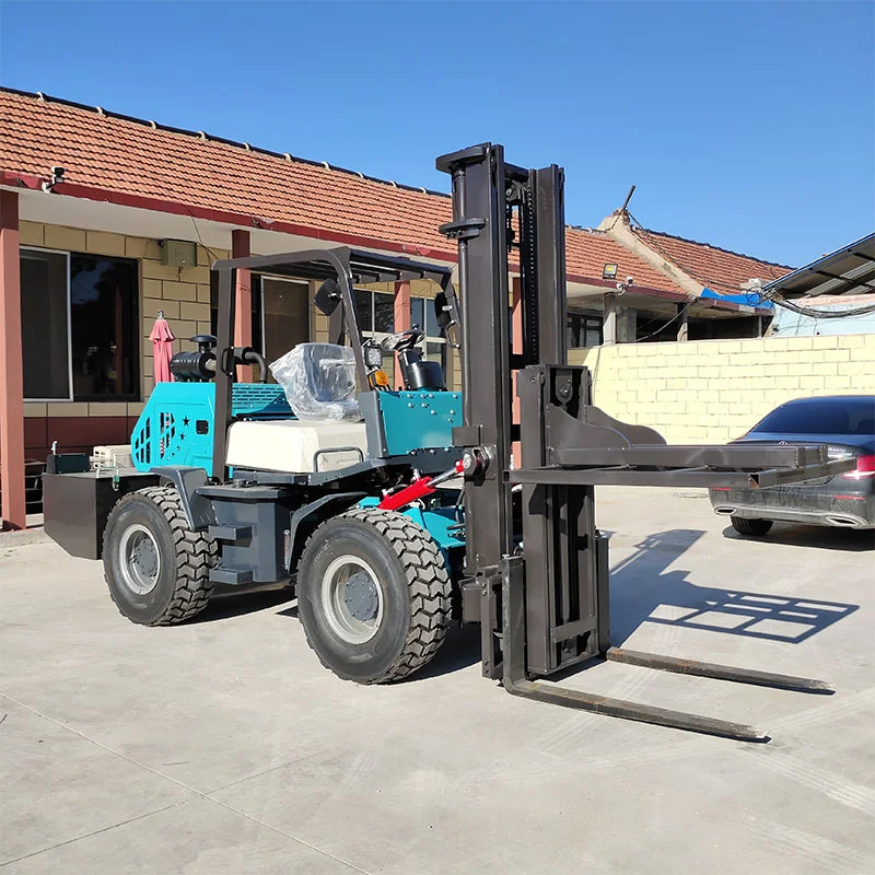 Mountain Hydraulic Lift Fuel Forklift Integrated Four-wheel Drive Off-road Forklift Construction Machinery Crane