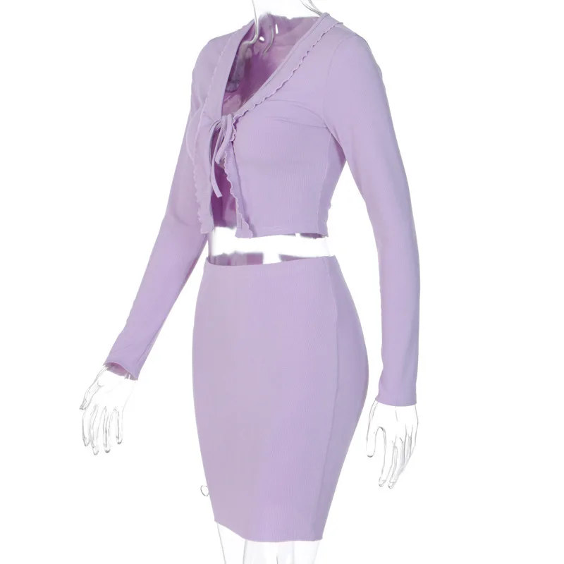 European and American women's new spring/summer 2022 INSTAGRAM fashion street shoot lace lace top slim skirt set