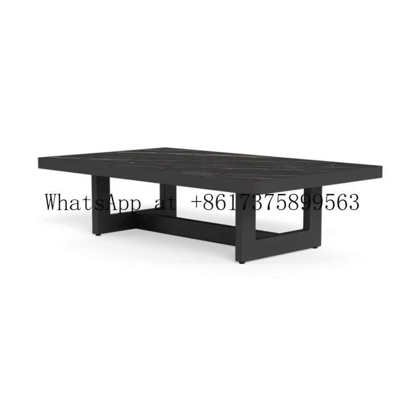 Furniture Natural Swirls Laminam Top Outdoor Coffee Metal  For Farmhouse Gym Hall Apartment Contemporary Aluminum Garden