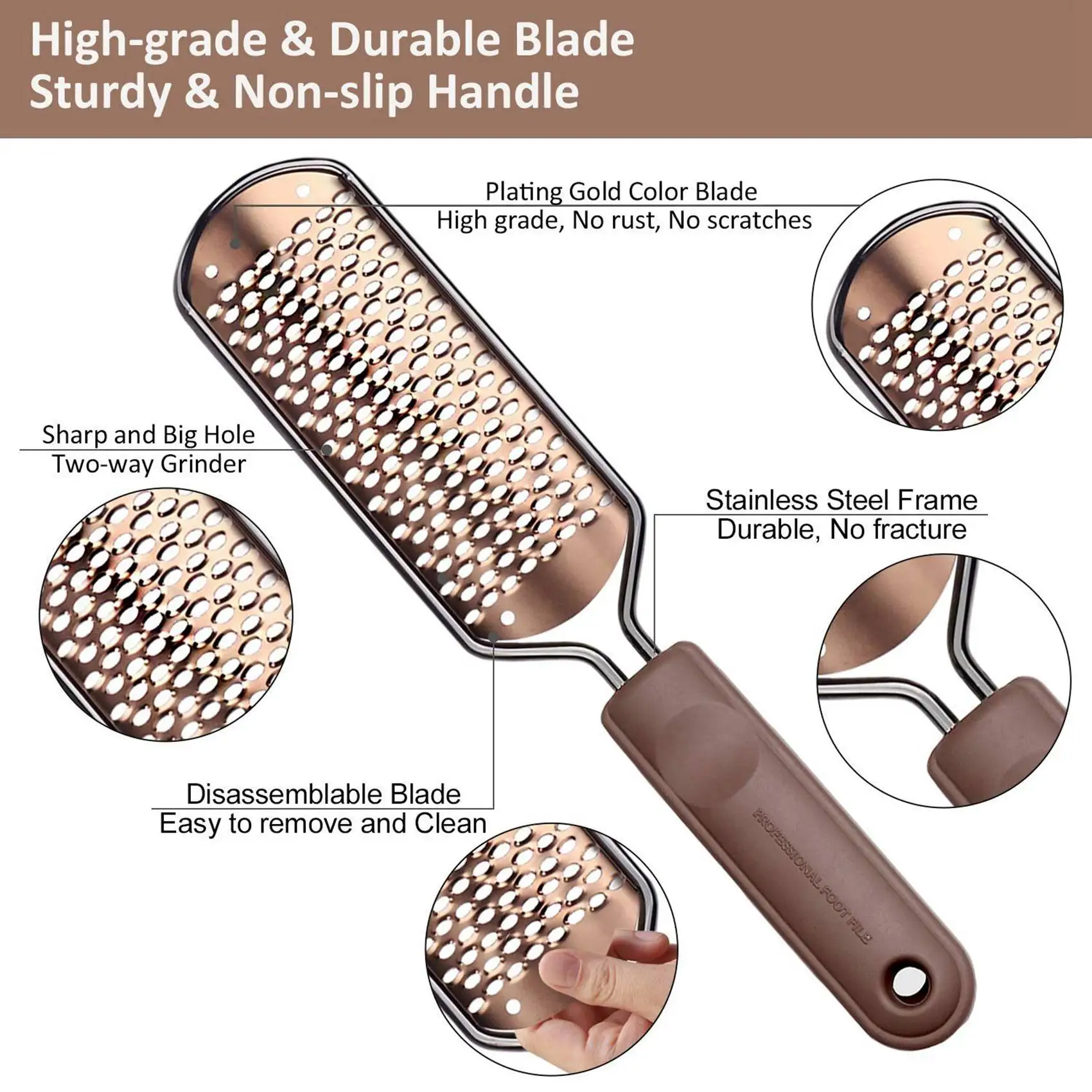 

2X Pedicure Foot File Callus Remover Large Foot Rasp Colossal Foot Scrubber Foot Tools Professional Nursing Health