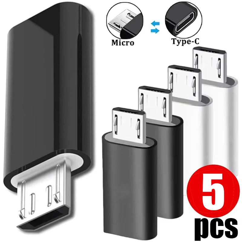 1/2/3/4/5Pcs Type C Male To Micro USB Female Adapter OTG Converter Micro-B To USB-C Connector Phone Charger Cable Adapter