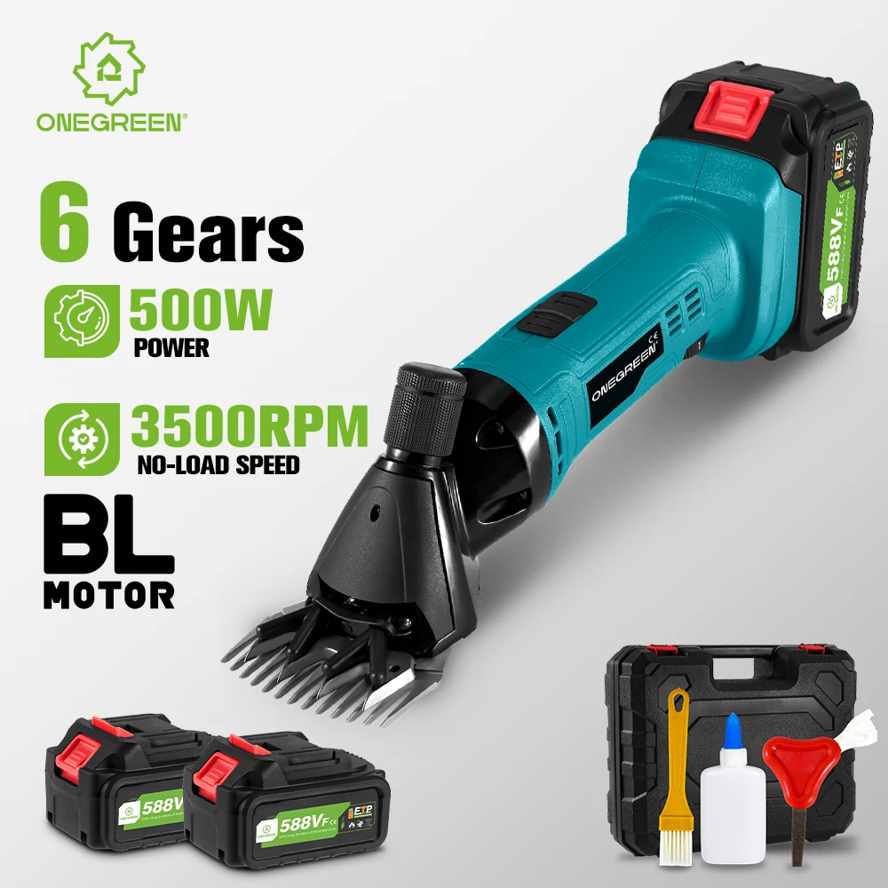 ONEGREEN 500W 6 Speed Electric Sheep Shears 13 Teeth Cordless Scissor Wool Shears Farm Clipper Tools For Makita 18V Battery