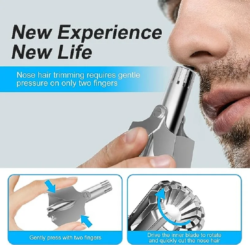 Nose Hair Trimmer For Men Stainless Steel Manual Trimmer триммер для носа Suitable For Nose Hair Razor Washable Nasal 1 Set