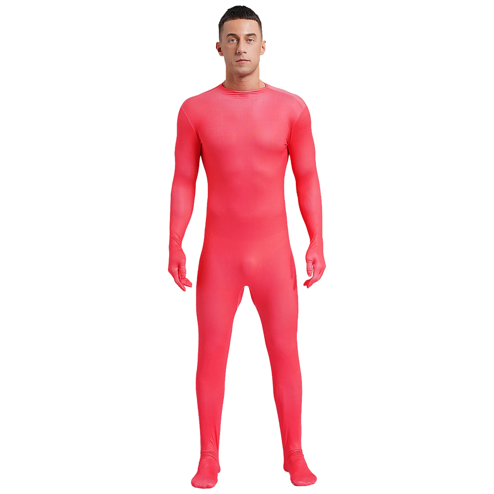 Full Body Zentai Unitards Jumpsuit Mens Womens Long Sleeve Bodysuit Footed Gymnastic Catsuit Skin Tight Halloween Costume