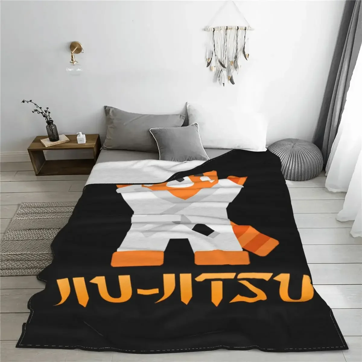 Jiu Jitsu Red Cat White Belt Blanket Wool Throw Blanket Bed Sofa Personalised Soft Warm Bedsprea