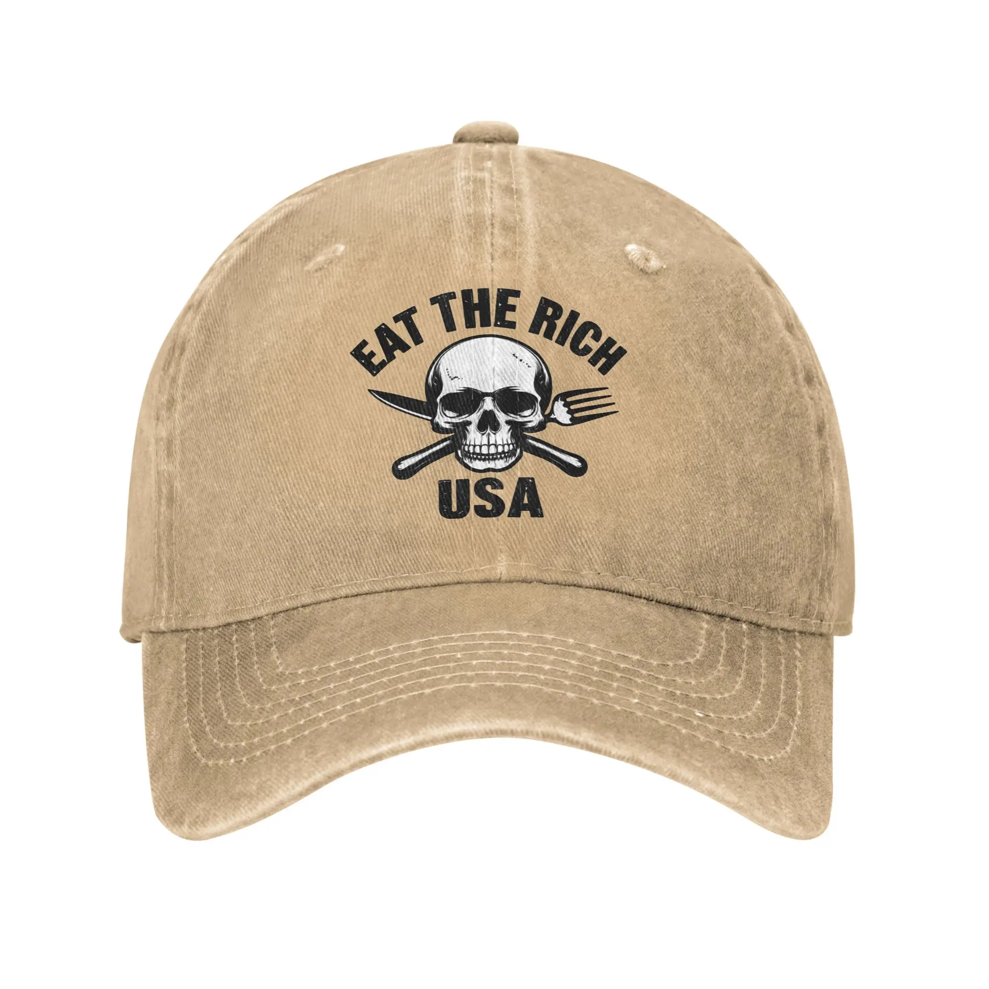 

Eat The Rich USA Baseball Cap Sun Outdoor Gym Dropshipping Washed Trucker Hat Women Men Fashion Print Baseball Caps