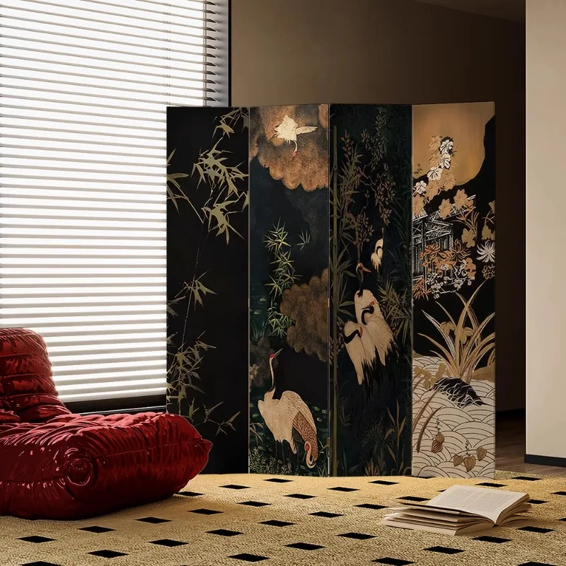 

Retro screen partition living room modern foldable mobile office porch cover Chinese folding screen medieval