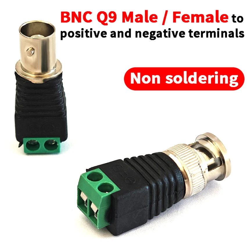 Connecteurs à vis BNC Q9 mâle-femelle pour borne de connexion positive et négative, pour caméra de surveillance, connecteur vidéo sans soudure