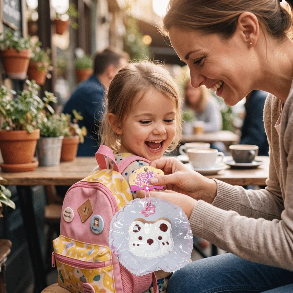 Little Bear Toast Squeeze Keychain Slow Rising Slow Rebound Squeeze Doll Pendant Super Soft Food-Grade Silicone