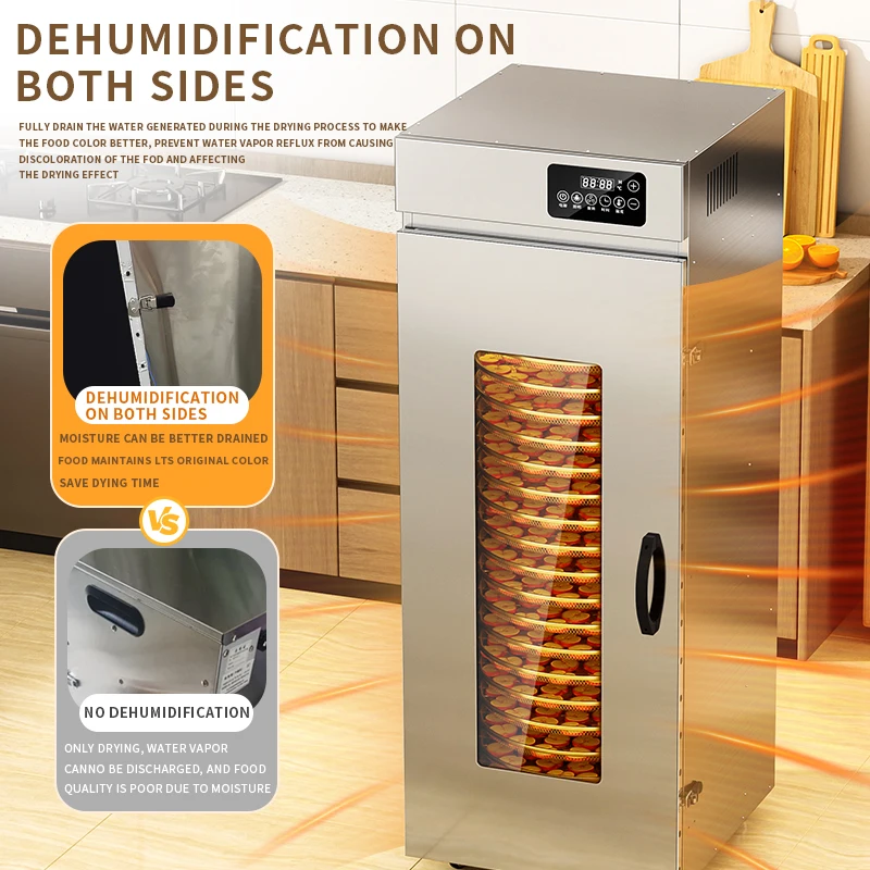1700W Double-sided Dehumidification Vegetables and Fruit Drying Machine 22Trays Rotary Food Dehydrator