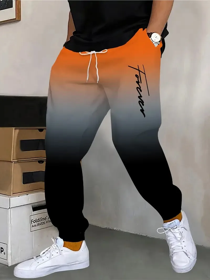 

The new men's trousers for Spring and Autumn 2025 are comfortable soft casual and fashionable with gradient letter prints