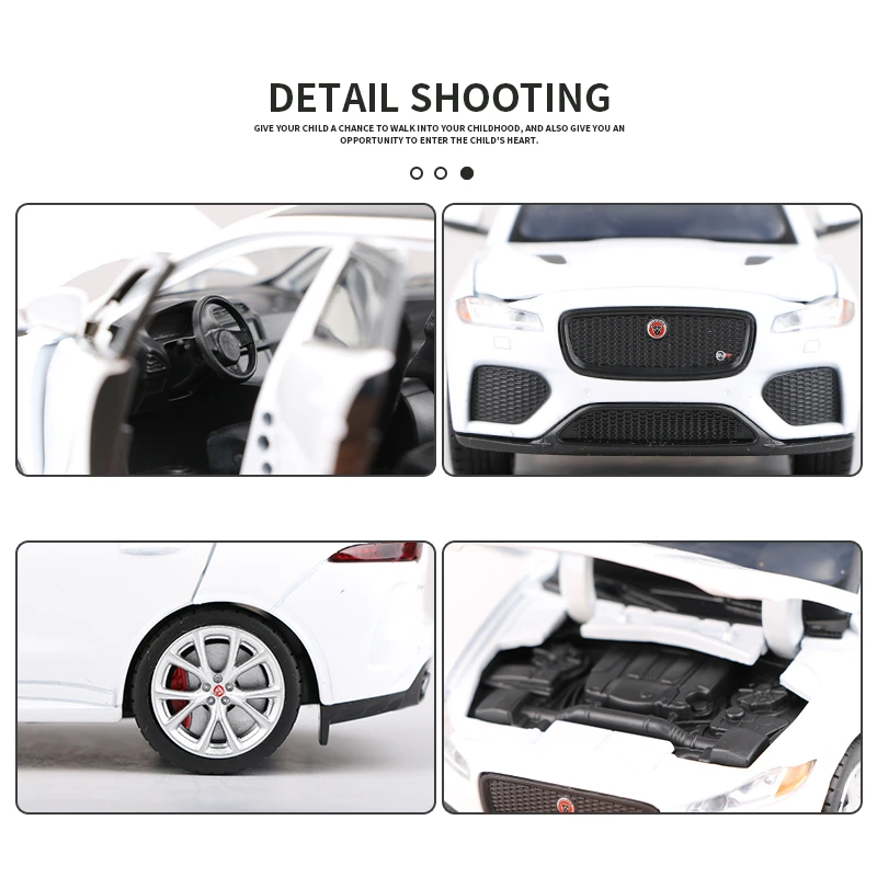 1:32 Jaguar F-PACE SUV 합금 자동차 모델 다이캐스트 금속 차량 자동차 모델 시뮬레이션 소리와 빛 컬렉션 어린이 장난감 선물