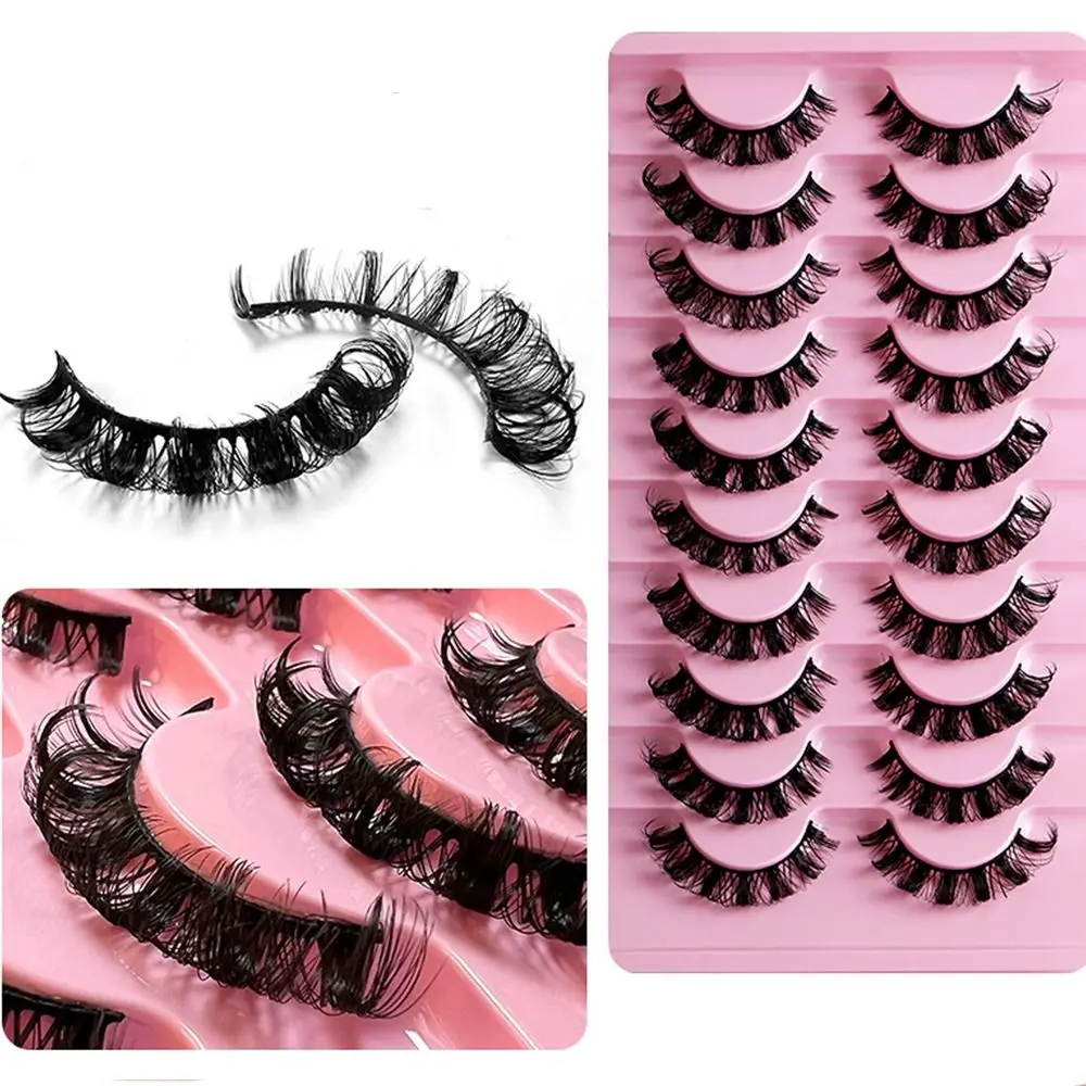 10Pairs Fluffy Extensions Super Volume False Eyelashes 3D Mink Hair Russian Volume DD Curl Lashes