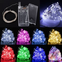 Fio de cobre LED String Lights, alimentado por pilhas, luzes coloridas, Natal, festa de casamento, decoração do feriado, iluminação, 3m