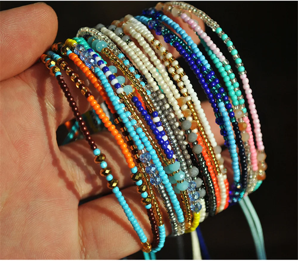 

10/20/50Pcs/Lot Bohemian Beaded Multi-layer Bracelet For Women Vintage Fashion Metal Coin Pendant Bracelet Vacation Jewelry Gift