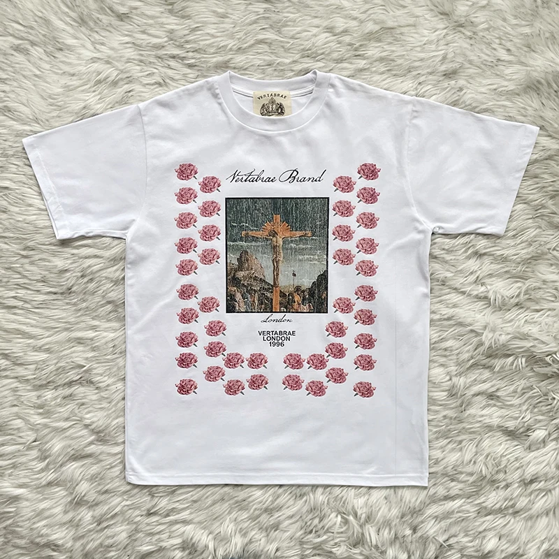 Pure Cotton Short Sleeve T-Shirt Vertabrae Shepherd Portrait Print Trendy round Neck Youthful Summer Fashion Casual Top