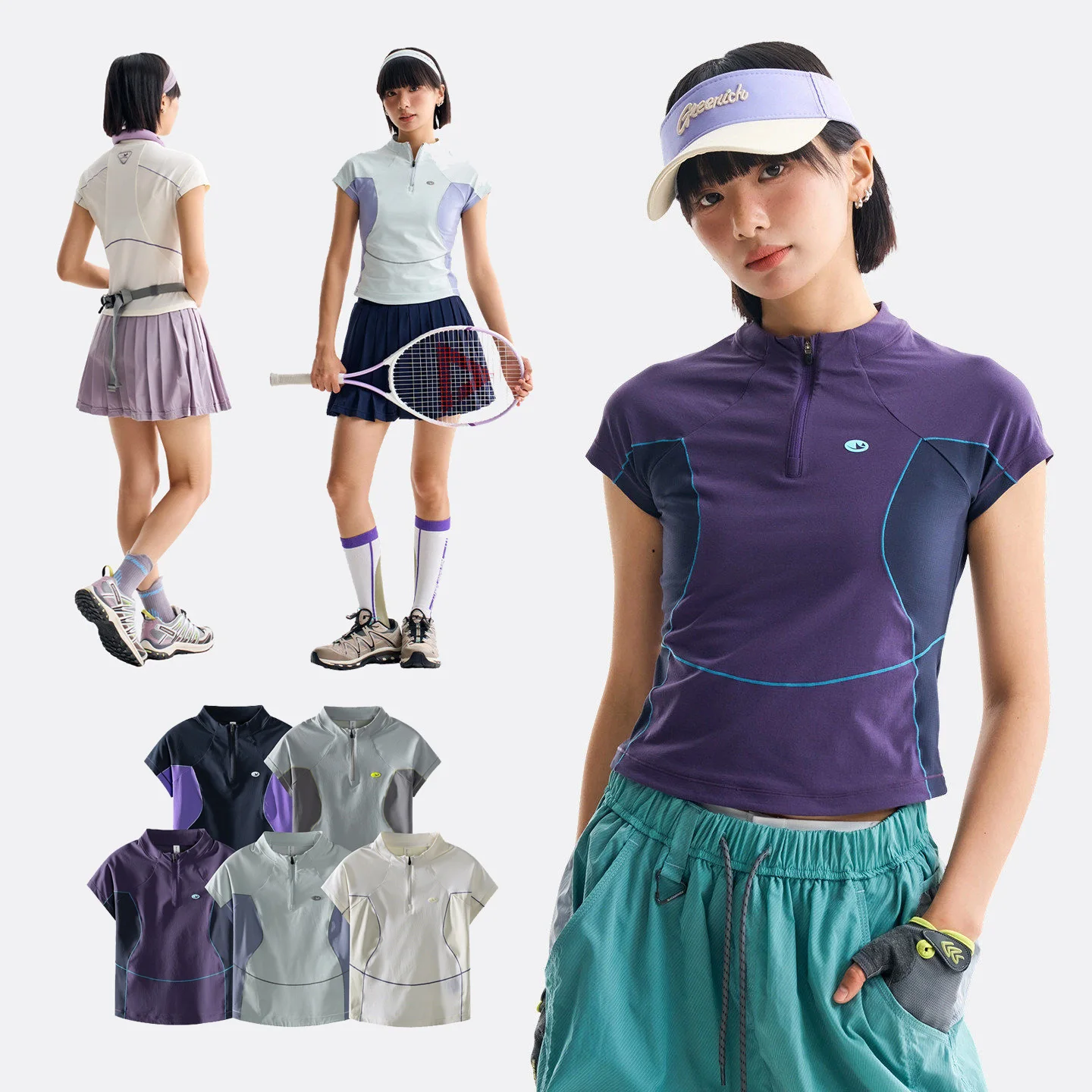 Spring Summer Sweet Girl Semi Zip Outdoor Sport Short T Shirt Women Quick Dry Slim Fit Fitness Running T-shirt Top