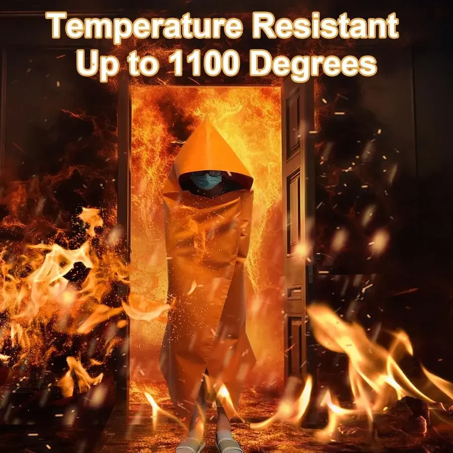 عباءة مقاومة للحريق، عباءة الهروب من الحريق، رأس كبير جدًا من الألياف المقاومة للحريق، تستخدم في حالات الطوارئ كبطانية حريق، حماية للرأس من الحرائق #2