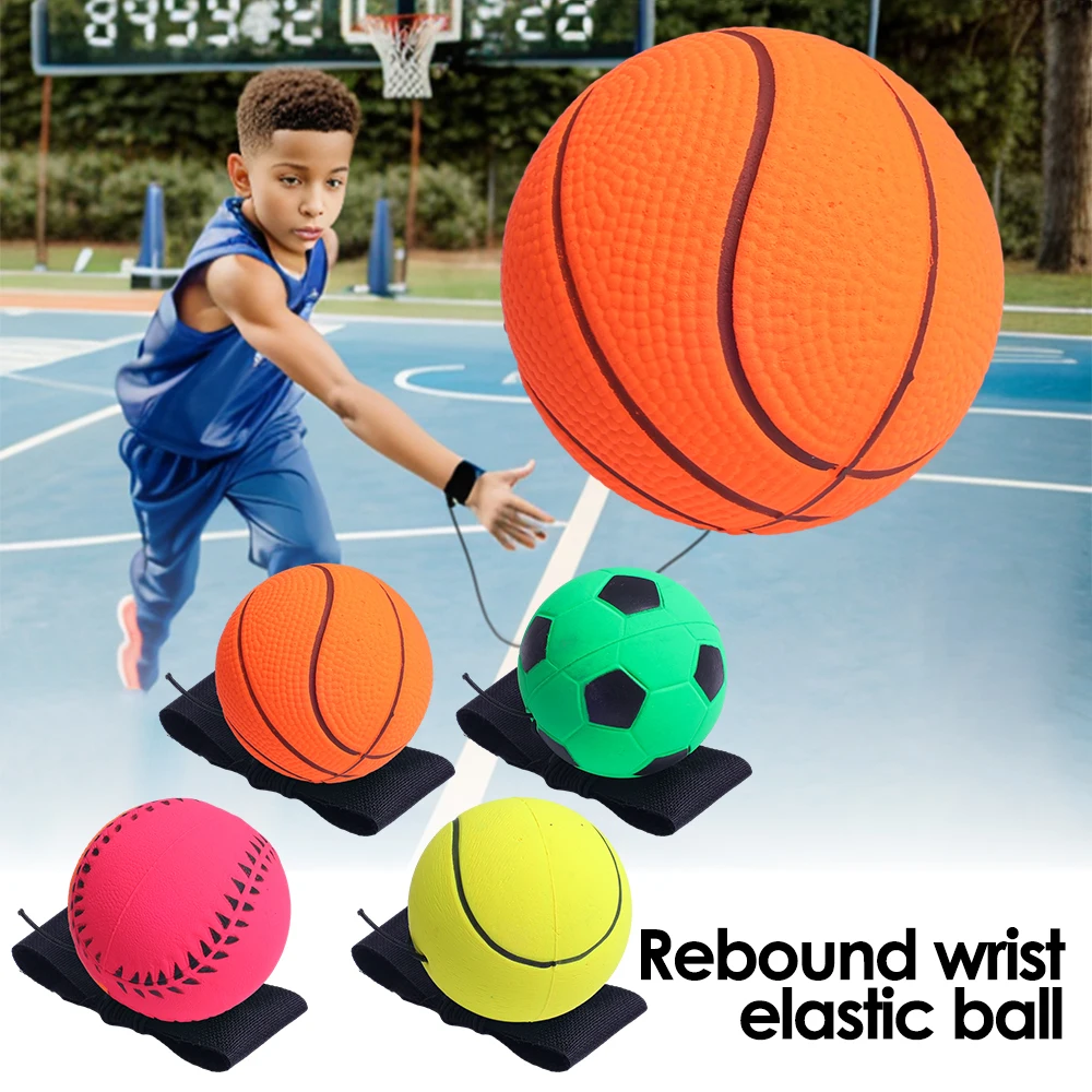 Children's Wrist Elastic Ball Toys Indoor and Outdoor Bracelet Skipping Spring Ball Student Reaction Sports Fitness Props