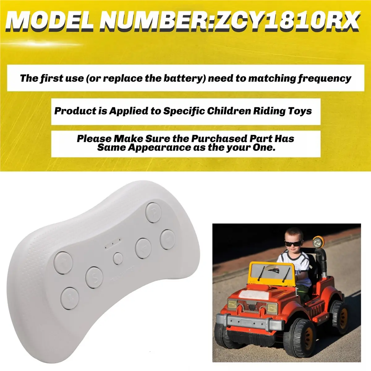 #52S Kids Electric Vehicle Car Remote Control for Children Car White,For ZCY Remote Control,(plastic)