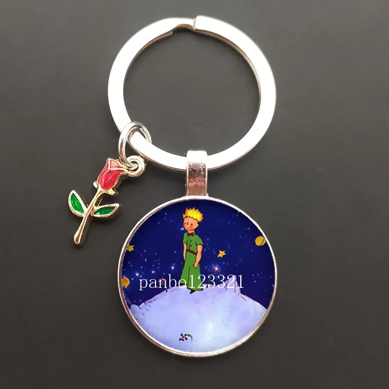 Popular Le Petit Prince cartoon keychain fairy tale little prince collection photo cabochon keychain gift for little princess