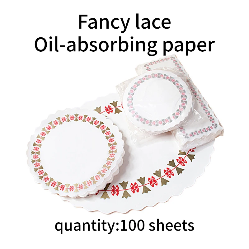 100 Pcs Disposable baking oil paper, lace plate decorative paper, fried food oil-absorbing paper,kitchen Baking Tools