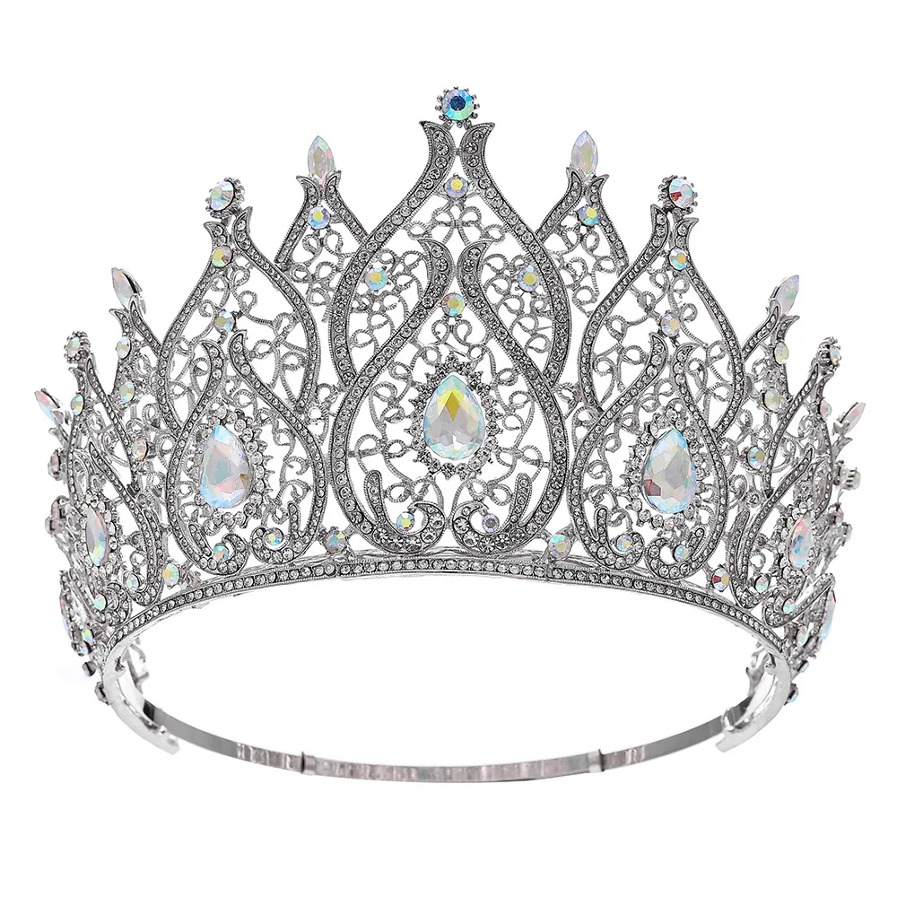 European Big Miss Universe Bridal Crowns Cubic Zircon Crystal Large Round Tiaras Queen Wedding Party Stage Show Hair Accessories