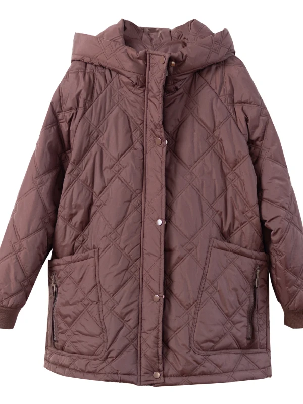 

Women's Mid-Length Cotton Jaet Loose Fit Warmth Comfortable Autumn Winter Outerwear Regular Sve Long Sve Sle