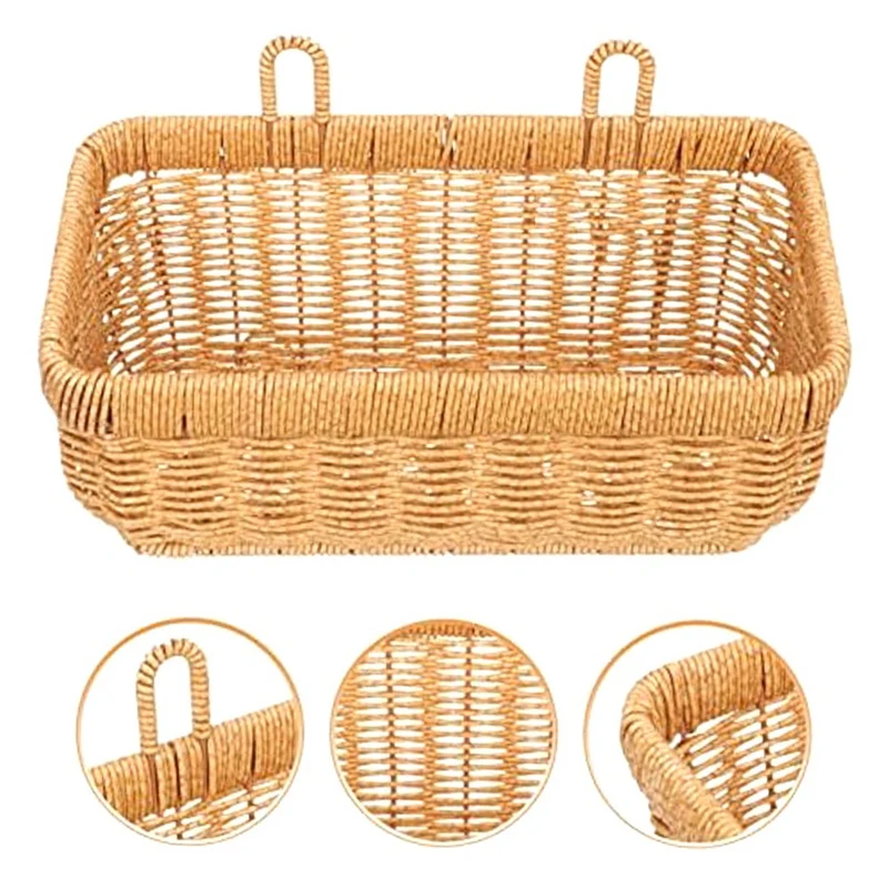 Cesta de almacenamiento de ajo y jengibre, organizador de artículos diversos, cesta de montaje en pared, cesta de ajo de mimbre B