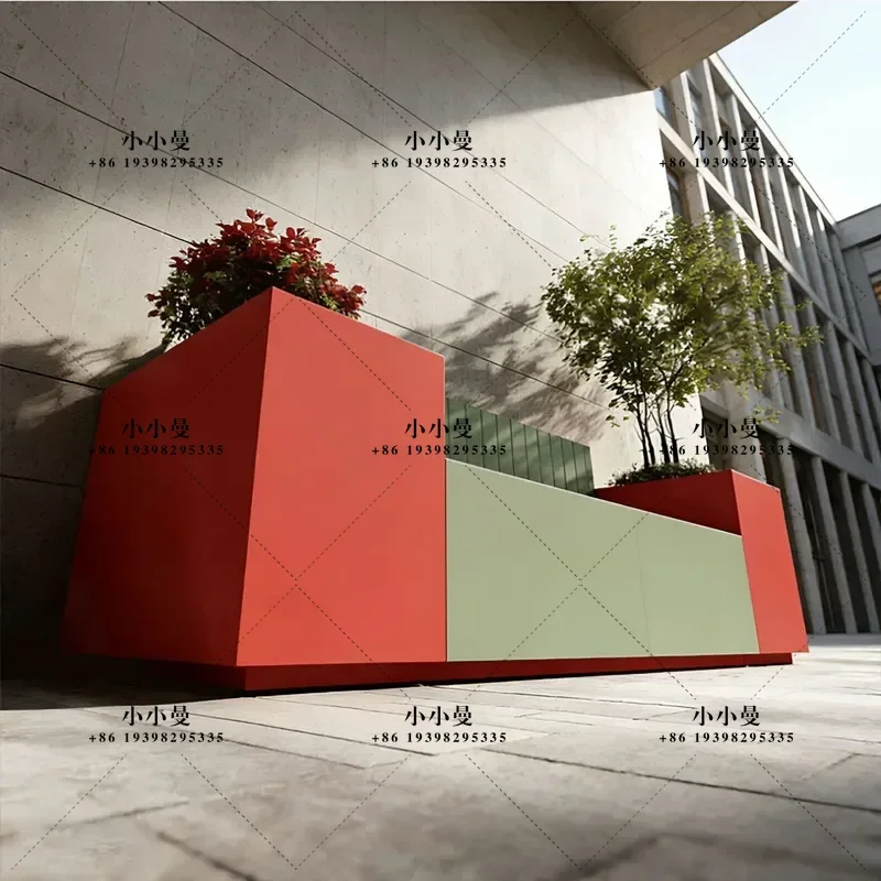 Outdoor Flower Box Planter Stool Square Seating for Courtyard Balcony Indoor Planting Commercial Street Cafe Milk Tea Shop