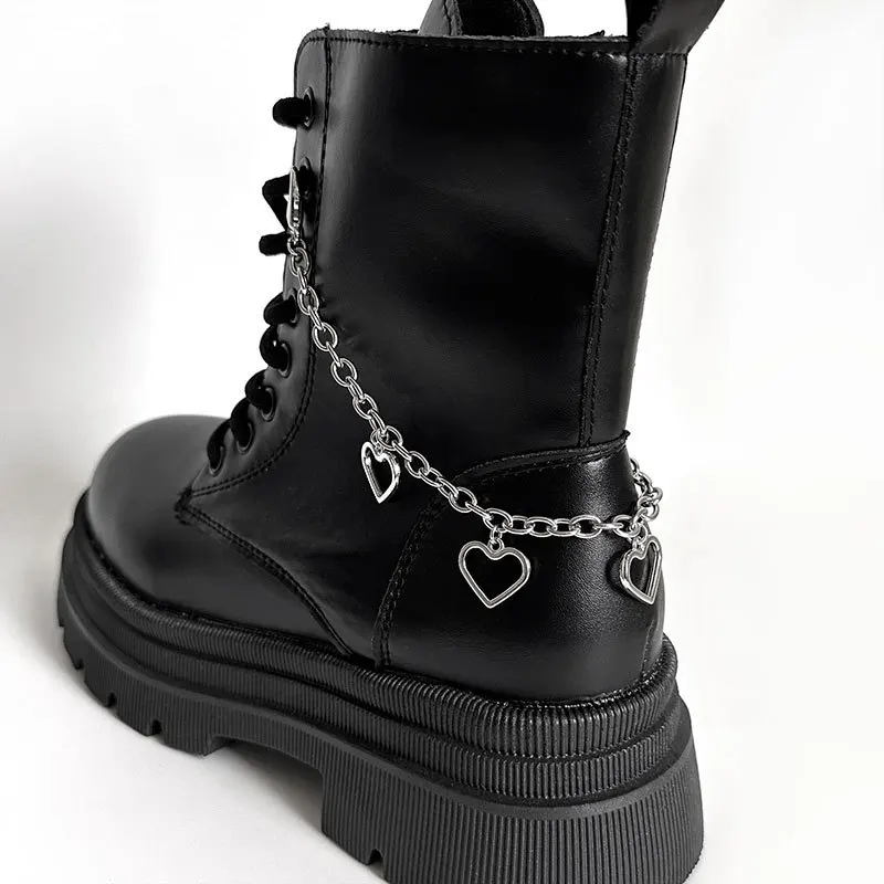 1pcs metal chain sneakers shoes lace charms hanging Accessories for martens boots shoe phone case heart Decorations unisex gifts