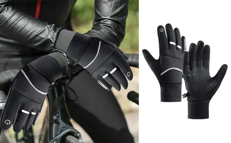 

Motorcycle Gloves Touchscreen Cycling Gloves Warm Winter Thermal Glove Waterproof Mountain Bike Anti-Slip Glove For Cold Weather