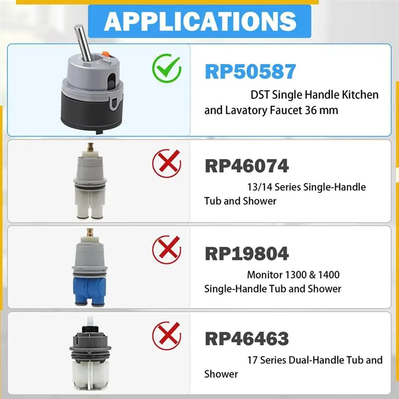A76K RP50587 لخرطوشة صنبور دلتا، إصلاح مقبض واحد متوافق مع DST، خرطوشة الصمام ومفتاح ربط سداسي للمطبخ