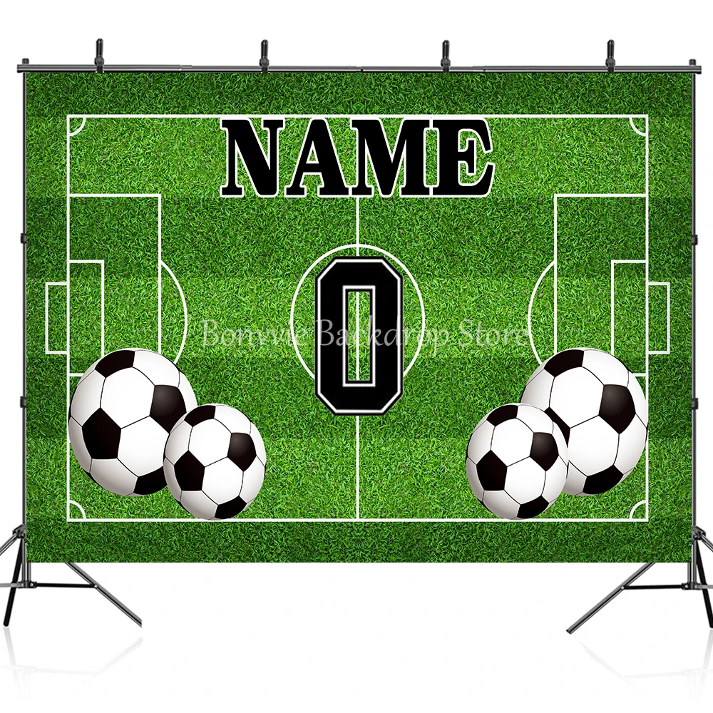 Football Birthday Party Backdrop Customize Name Photo Booth Background Boy Birthday Soccer Field Sport Poster Baby Shower Banner