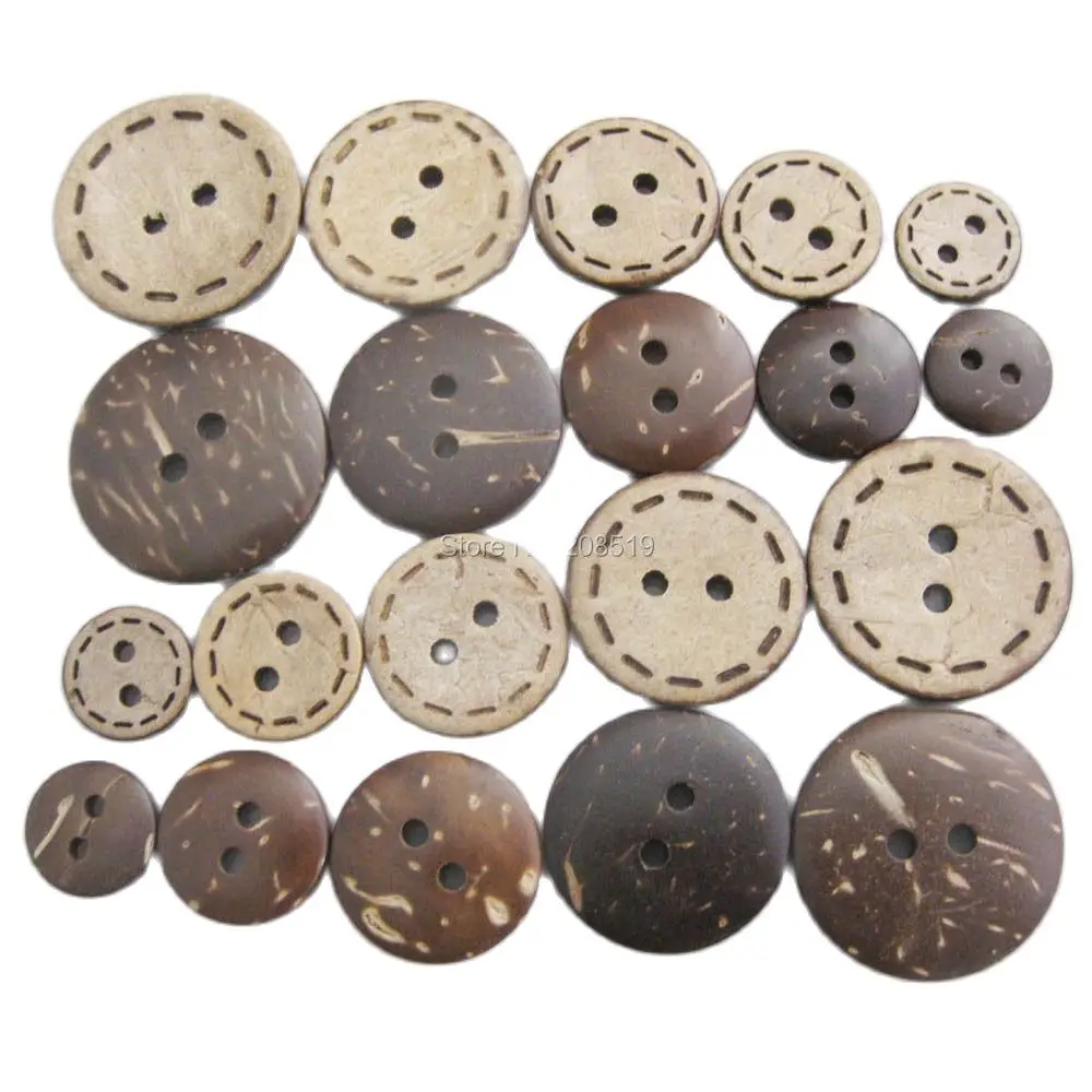 WBNNKL 10MM/15MM/20MM Round Shape Classic Natural Coconut Buttons For Garment 50Pcs Kids Shirt Sewing Accessories