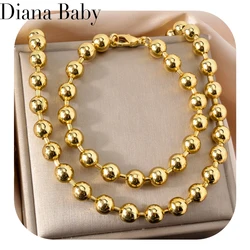 Large Beads Chains Gold Plated CCB Wrist Link Cuban Necklace Gift for women Male Hip Hop Rock Party Jewelry set bracelet Male