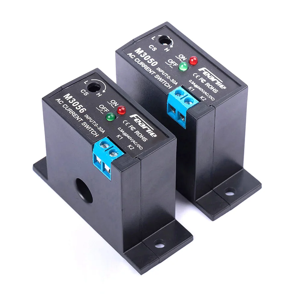 Interruptor de detección de corriente, relé de inducción, corriente ajustable 0.2A-30A 240VAC/DC, interruptor de detección autoalimentado normalmente abierto/cerrado