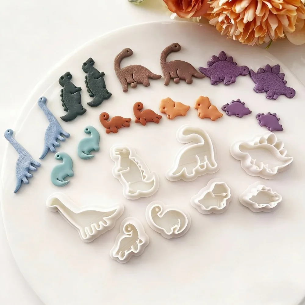 8pcs Cute Dinosaur Clay Cutters Set  Dino Shaped Molds for Polymer Clay Earrings Jewelry Making Tools Halloween Projects  Crafts view 3
