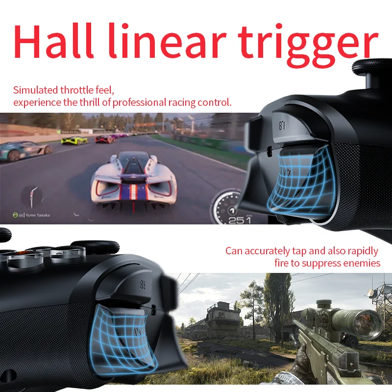 New Hall Effect Game Controller Wireless /2.4G/USB-C for PC/Switch/Android/iOS, No Drift Hall Joystick & Trigger,10-Hour Battery