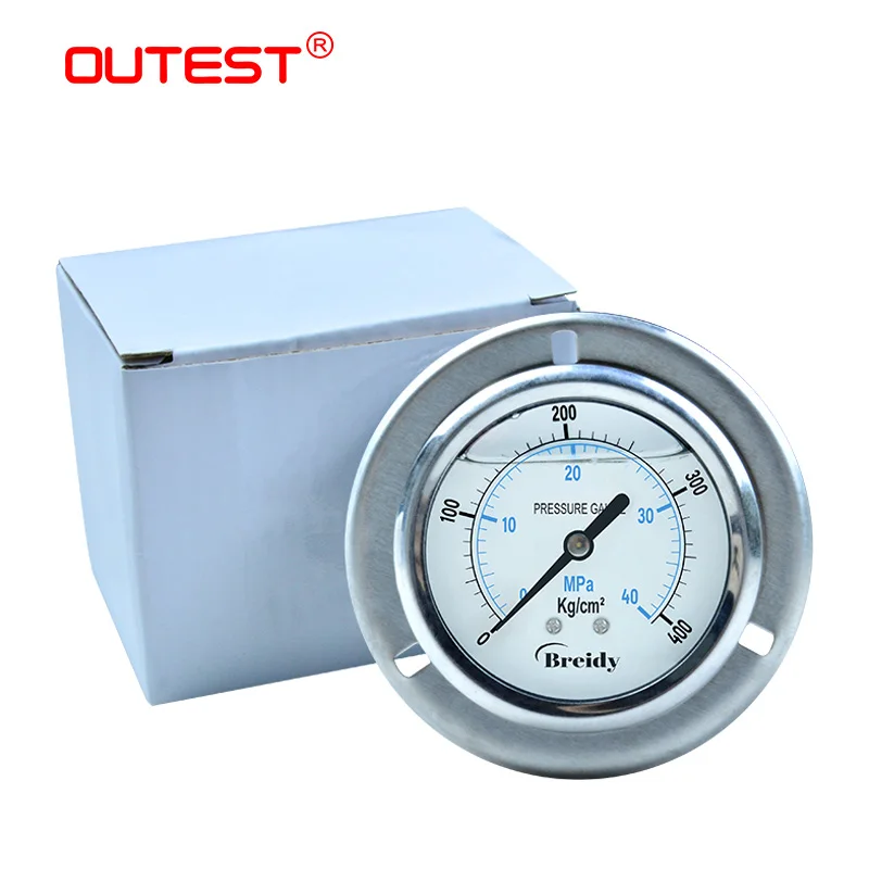 OUTSET 0-60Mpa Axial Shock Resistant Pressure Gauge Hydraulic Air Oil Water Stainless Steel Pressure gauge Thread 1/4