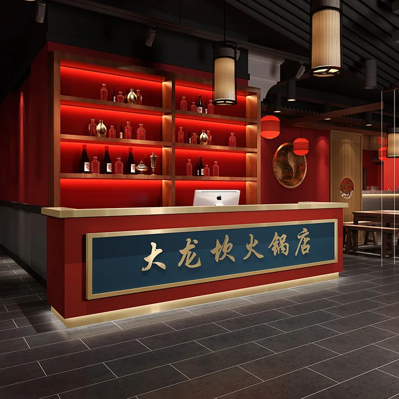 Konter Kasir Baja Tahan Karat Restoran Bergaya Cina Baru Konter Kasir Barbekyu Furnitur Sederhana dan Modis Cajero JT40C