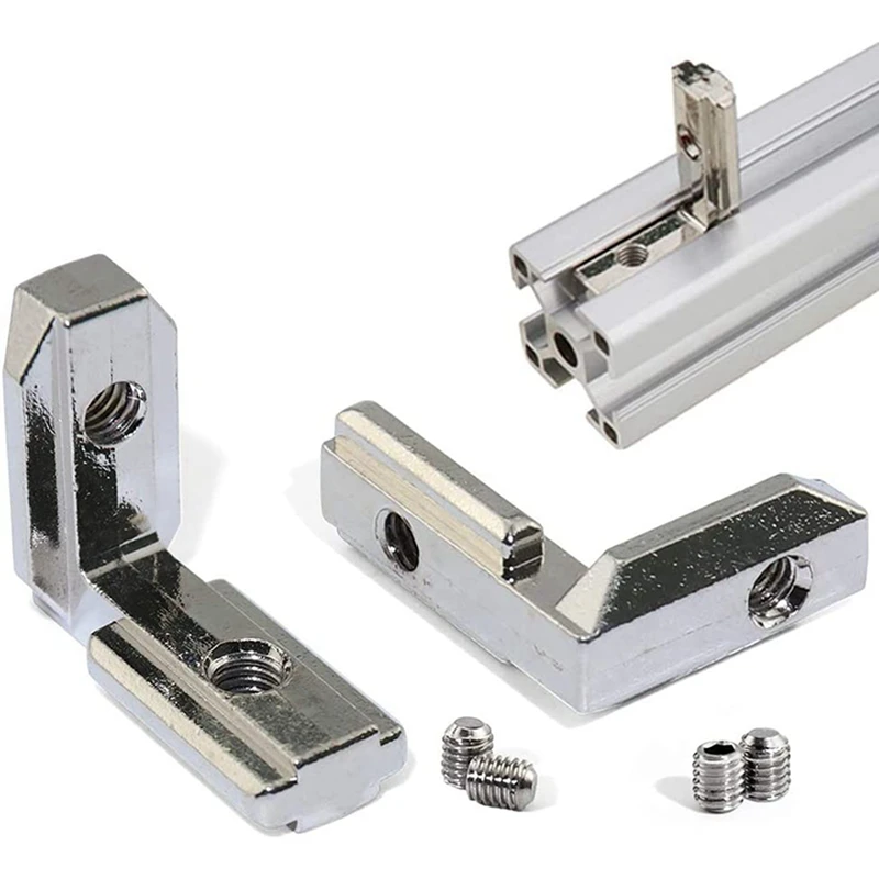 Joint de connecteur d'angle intérieur en forme de L, fente en T, profilé d'extrusion d'aluminium, fente de la série 100, 6mm, 2020 pièces