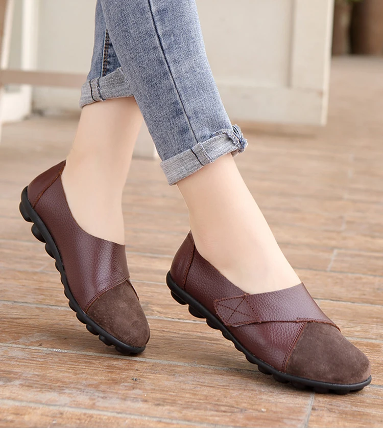 Frau Schuhe Weiche Leder Low Heels Schuhe frauen Elegante Wohnungen 2025, Casual Flache Schuhe Frauen Schuhe Neue Müßiggänger Zapatos mujer – Detail 14