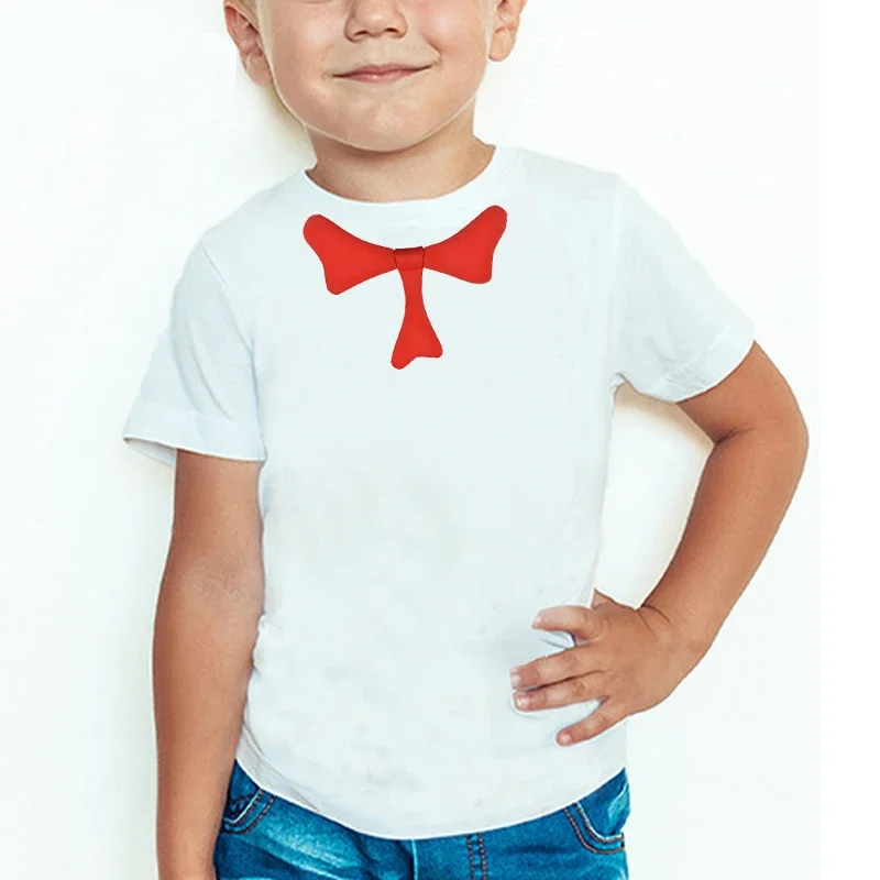 Gentleman Black Bow Tie Silhouette Print Boys White T Shirt Clean Simple Design Short Sleeve Wedding Party Wear