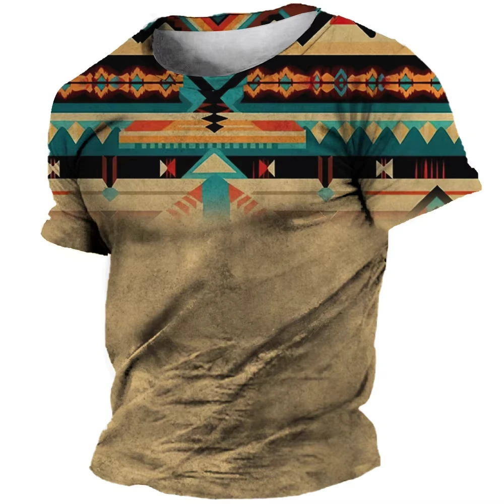 Newest Summer Mens Clothing 3D Printed African Ethnic Tradition Stripe Men Oversized Short Sleeve TShirt Men\'s Retro T-shirts