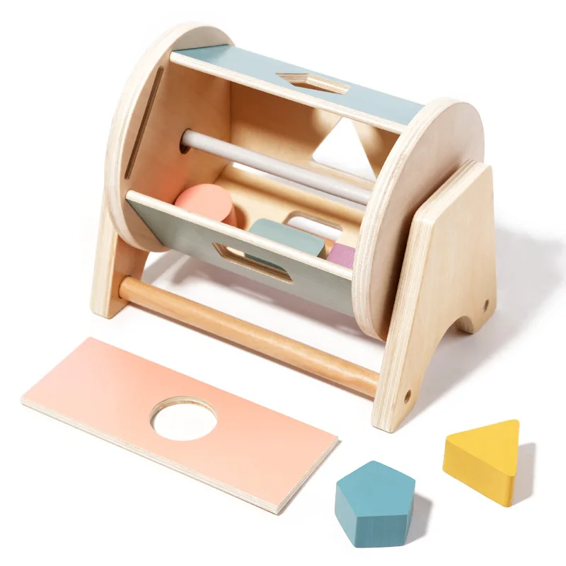 Tambor de madeira para crianças, Brinquedos Educativos Montessori, Brinquedos Sensoriais, Correspondência de Formas, Cognição de Cores, 1 a 3 Anos