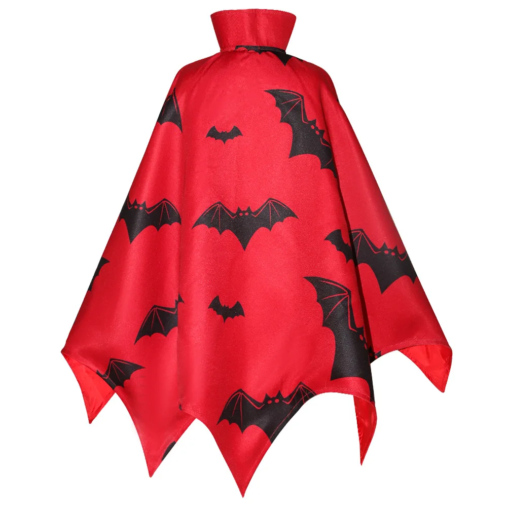 Kids Vampire Costume Capes Robes Black Red Deluxe Fantasia Dress Up Girl Boys Halloween