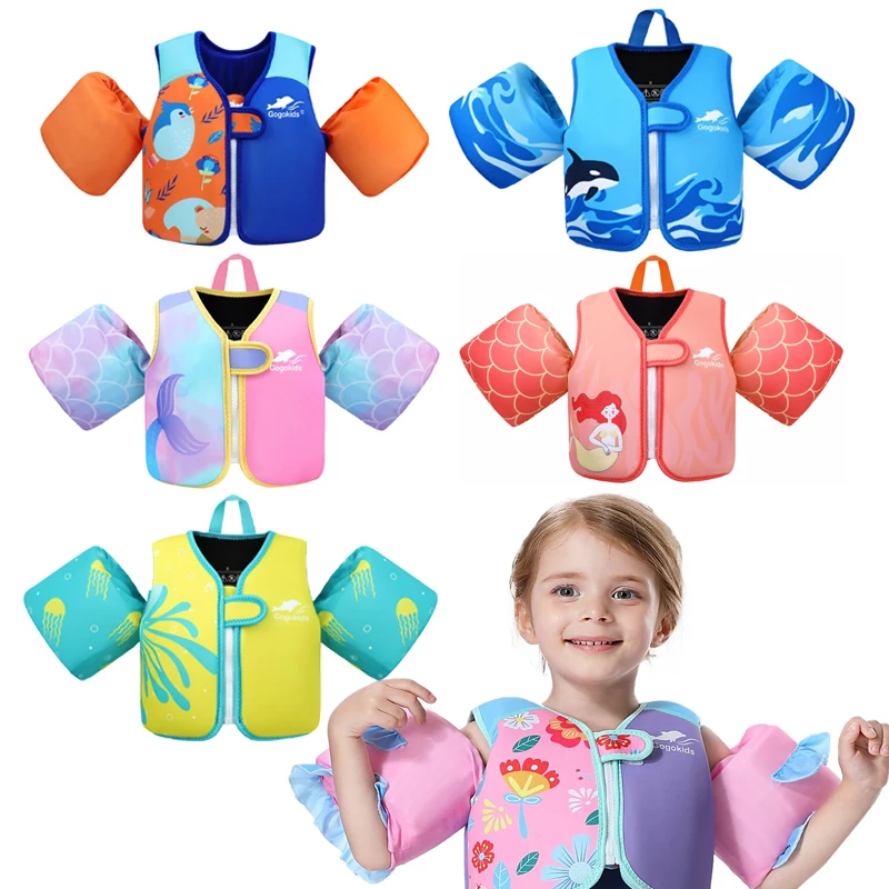 Toddler Floaties Kids Swim Vests for Girls and Boys Pool Float Jackets with Arm Water Wings for 2-6 Year Old Children