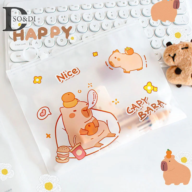 Kawaii Cartoon Folder Creative Cute Exam Paper Storage Bags Waterproof Waterproof File Organizer Student Stationery Bag Gifts