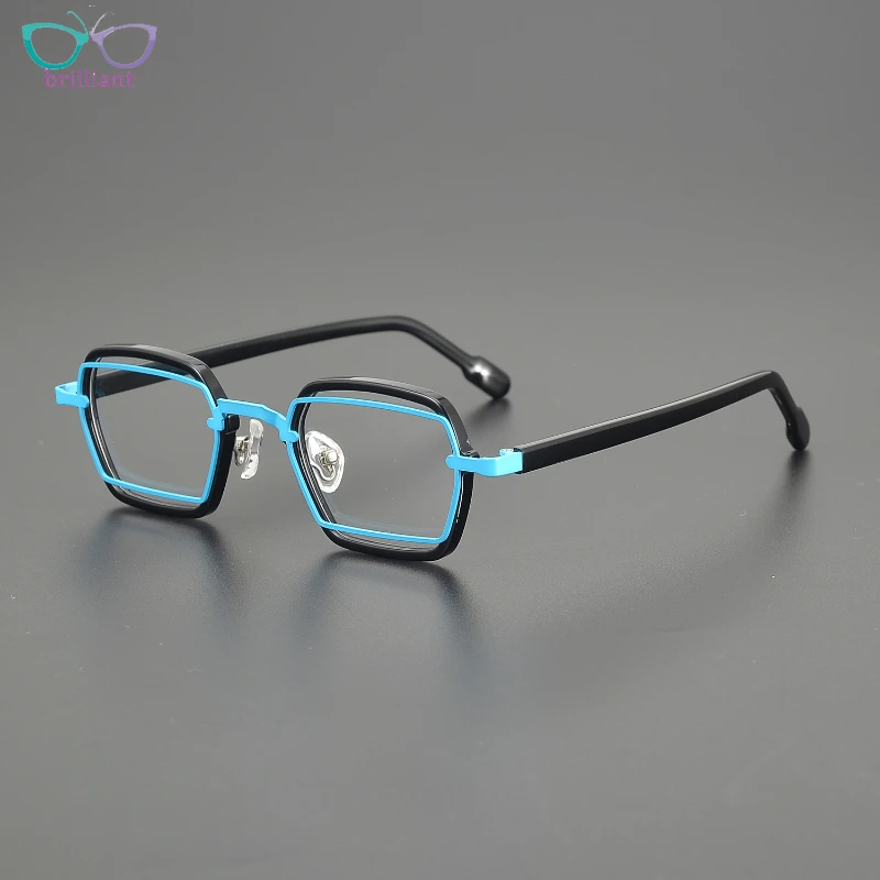 High Quality Multi-color Square Titanium Acetate Eyeglass Frame Men Women Optical Can Be Paired Myopia Anti Blue Light Glasses